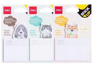 Opakowanie Notes samoprzylepny lisek/kotek/piesek 25K DELI