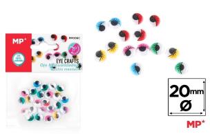 Opakowanie Oczy ruchome samoprzylepne kolorowe 20mm
