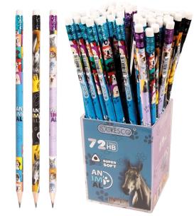 Opakowanie Ołówek trójkątny HB z gumką animal (72szt)