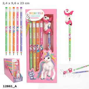 Opakowanie Ołówki tęczowe + figurka Jednorożec Ylvi 12861A