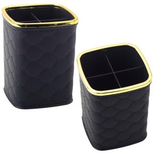 Organizer na pędzle 4 przegrody czarny 12x9,5cm. Wydawca: Leantoys. Multiszop.pl Opakowanie Organizer na pędzle 4 przegrody czarny 12x9,5cm