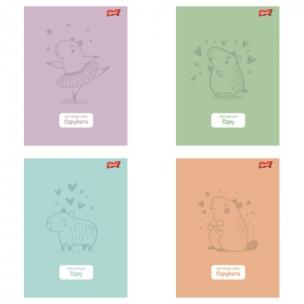 Opakowanie Paczka Zeszyt A5 32k.linia dwukolorowa pastel Capybara mix pakiet 15 sztuk