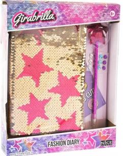 Opakowanie Pamiętnik cekinowy złoty różowe gwaizdy