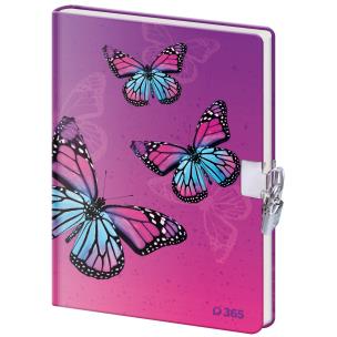 Pamiętnik z kłódką B6 Motyle 60k. gładki. Wydawca: Helma 365. Multiszop.pl Opakowanie Pamiętnik z kłódką B6 Motyle 60k. gładki