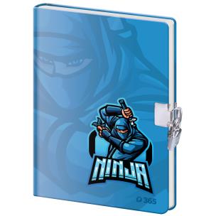 Pamiętnik z kłódką B6 Ninja 60k. gładki. Wydawca: Helma 365. Multiszop.pl Opakowanie Pamiętnik z kłódką B6 Ninja 60k. gładki