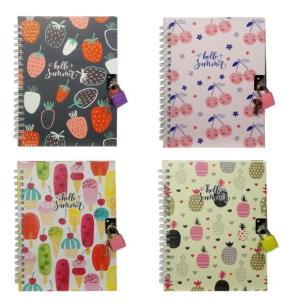 Opakowanie Pamiętnik z kłódką i owocowym motywem MIX
