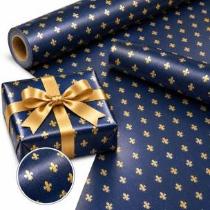 Opakowanie Papier granatowy złote lilie X-Strong 44cmx20m
