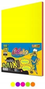 Papier ksero A4 75g 5 kolorów 100 arkuszy neon. Wydawca: Alfa Pastello. Multiszop.pl Opakowanie Papier ksero A4 75g 5 kolorów 100 arkuszy neon