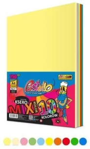 Papier ksero A4 80g 10 kolorów 250 arkuszy. Wydawca: Alfa Pastello. Multiszop.pl Opakowanie Papier ksero A4 80g 10 kolorów 250 arkuszy