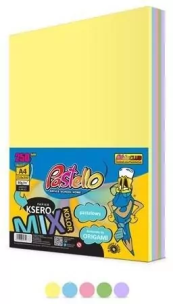 Papier ksero A4 80g 5 kolorów 250 arkuszy pastel. Wydawca: Alfa Pastello. Multiszop.pl Opakowanie Papier ksero A4 80g 5 kolorów 250 arkuszy pastel