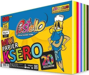 Papier ksero A5 20 kolorów 500 arkuszy. Wydawca: Alfa Pastello. Multiszop.pl Opakowanie Papier ksero A5 20 kolorów 500 arkuszy