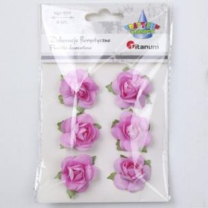 Opakowanie Papierowe róże na druciku 40mm różowe 6szt