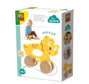 Pchaj i ciągnij 2w1 drewniany Triceratops. Wydawca: SES. Multiszop.pl Opakowanie Pchaj i ciągnij 2w1 drewniany Triceratops