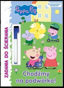 Okładka książki Peppa Pig. Zadania do ścierania. Chodźmy na podwórko!