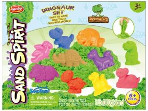 Piasek kinetyczny z foremkami dinozaury. Wydawca: Merkpol. Multiszop.pl Opakowanie Piasek kinetyczny z foremkami dinozaury