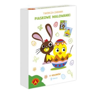 Piaskowe malowanki Wielkanocny Kurczaczek i Zajączek. Wydawca: ALEXANDER GRY. Multiszop.pl Opakowanie Piaskowe malowanki Wielkanocny Kurczaczek i Zajączek