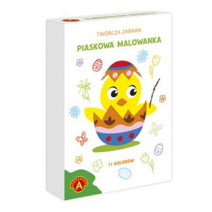 Piaskowe malowanki Wielkanocny Kurczaczek. Wydawca: ALEXANDER GRY. Multiszop.pl Opakowanie Piaskowe malowanki Wielkanocny Kurczaczek