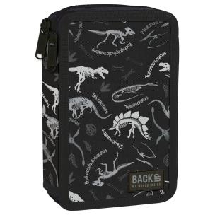 Opakowanie Piórnik 2-komorowy z wyposażeniem BACKUP 4 model DW 114 Dinozaury czarny