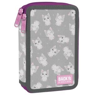 Opakowanie Piórnik 2-komorowy z wyposażeniem BACKUP 4 model DW 77 Kotki szary