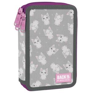 Opakowanie Piórnik 3-komorowy z wyposażeniem BACKUP 4 model EW 77 Kotki szary