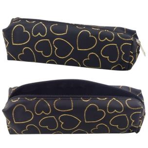 Piórnik jednokomorowy złote serca czarny. Wydawca: Leantoys. Multiszop.pl Opakowanie Piórnik jednokomorowy złote serca czarny