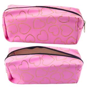 Piórnik jednokomorowy złote serca różowy. Wydawca: Leantoys. Multiszop.pl Opakowanie Piórnik jednokomorowy złote serca różowy