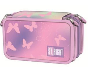 Piórnik potrójny z wyposażeniem PC5 Pink Butterfl. Wydawca: ST-MAJEWSKI. Multiszop.pl Opakowanie Piórnik potrójny z wyposażeniem PC5 Pink Butterfl