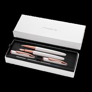 Pióro wieczne Pelikan +pióro kulkowe Jazz Noble Elegance Pearl. Wydawca: Pelikan. Multiszop.pl Opakowanie Pióro wieczne Pelikan +pióro kulkowe Jazz Noble Elegance Pearl