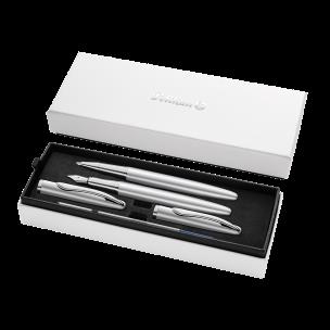 Pióro wieczne Pelikan +pióro kulkowe Jazz Noble Elegance Silver. Wydawca: Pelikan. Multiszop.pl Opakowanie Pióro wieczne Pelikan +pióro kulkowe Jazz Noble Elegance Silver