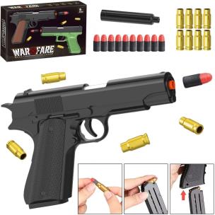 Pistolet na miękkie naboje z łuskami. Wydawca: Trifox. Multiszop.pl Opakowanie Pistolet na miękkie naboje z łuskami