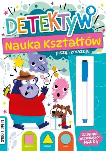 Okładka książki Piszę i zmazuję detektyw nauka kształtów