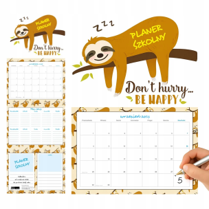 Planer szkolny 2025/2026 Leniwiec. Autor: Evena. Multiszop.pl Okładka książki Planer szkolny 2025/2026 Leniwiec