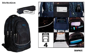 Opakowanie Plecak czterokomorowy 30x16x42cm + piórnik