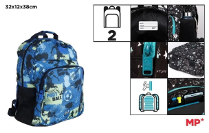 Opakowanie Plecak dwukomorowy Football niebieski 32x12x38cm