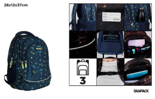 Opakowanie Plecak trzykomorowy Play granatowy 28x12x37cm