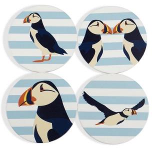 Podkładki pod kubek ceramiczne Maskonury 4szt. Wydawca: Half Moon Bay. Multiszop.pl Opakowanie Podkładki pod kubek ceramiczne Maskonury 4szt