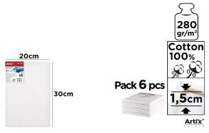 Podobrazie 20x30x1,5cm 280G/m2 (6szt). Wydawca: Artix. Multiszop.pl Opakowanie Podobrazie 20x30x1,5cm 280G/m2 (6szt)