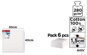 Podobrazie 30x40x1,5cm 280G/m2 (6szt). Wydawca: Artix. Multiszop.pl Opakowanie Podobrazie 30x40x1,5cm 280G/m2 (6szt)