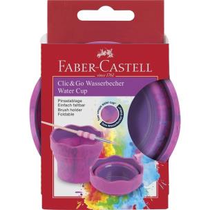 Pojemnik na wodę Clic&Go rożowo-fioletowy. Wydawca: Faber Castell. Multiszop.pl Opakowanie Pojemnik na wodę Clic&Go rożowo-fioletowy