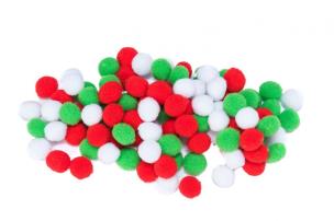 Opakowanie Pompony białe czerw zielone 1cm