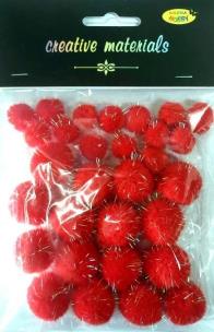 Opakowanie Pompony glitter czerwone 15x25mm 30szt