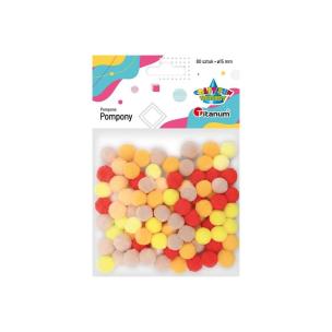 Opakowanie Pompony poliestrowe 15mm tonacja pomarańczowa 80sz
