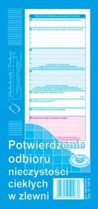 Potwierdzenie odbioru nieczystości ciekłych w zlewni. Wydawca: MICHALCZYK i PROKOP druki. Multiszop.pl Opakowanie Potwierdzenie odbioru nieczystości ciekłych w zlewni