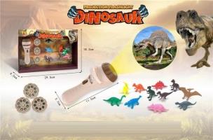 Projektor dinozaur na baterie z 12 dinozaurami. Wydawca: Merkpol. Multiszop.pl Opakowanie Projektor dinozaur na baterie z 12 dinozaurami