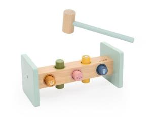 Przebijanka z młotkiem drewniana. Wydawca: Trixie Baby. Multiszop.pl Opakowanie Przebijanka z młotkiem drewniana