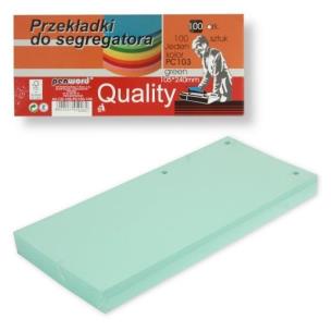 Opakowanie Przekładki do segregatora 100szt green