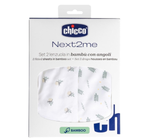 Prześcieradło Next2Me Forever bambus greenery 2szt. Wydawca: Chicco. Multiszop.pl Opakowanie Prześcieradło Next2Me Forever bambus greenery 2szt