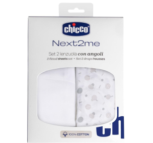 Prześcieradło Next2Me Forever confetti 2szt. Wydawca: Chicco. Multiszop.pl Opakowanie Prześcieradło Next2Me Forever confetti 2szt