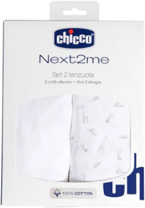 Prześcieradło Next2Me Forever G/D bawełna cloud. Wydawca: Chicco. Multiszop.pl Opakowanie Prześcieradło Next2Me Forever G/D bawełna cloud