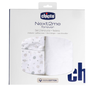 Prześcieradło Next2Me Forever G/D+P confetti. Wydawca: Chicco. Multiszop.pl Opakowanie Prześcieradło Next2Me Forever G/D+P confetti